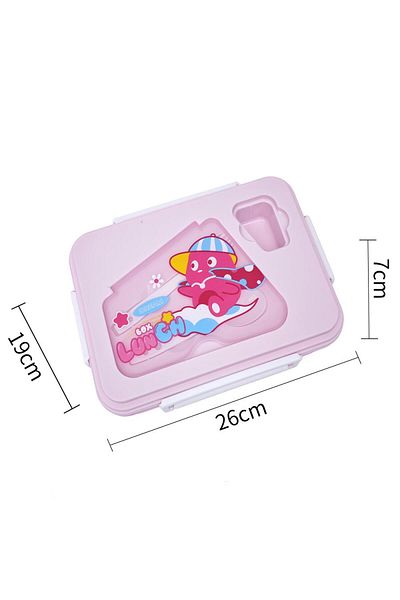 DNS Large stainless steel children's casserole, bento box for school, 1000 ml, pink YSY5009-1