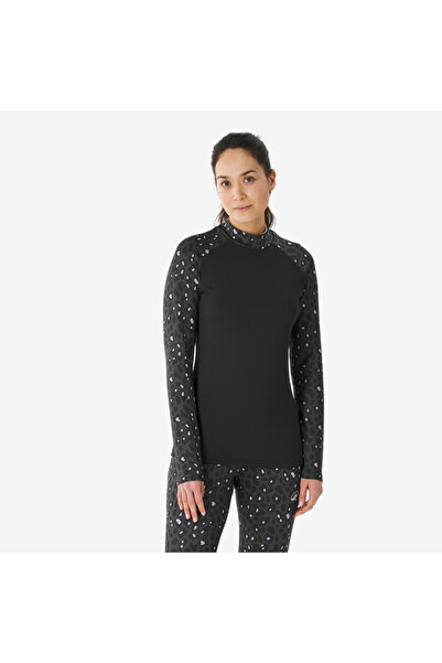 Decathlon Wedze Kadın Termal Üst Kayak İçliği - Siyah/Leopar Deseni - BL 500