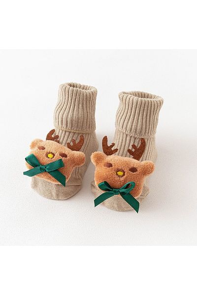 Mixbo Interactive Socks with Toys for Babies, Mixbo, Cotton, Cream with Deer