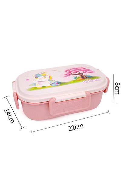 DNS Bento lunch box for children, 1 compartment, stainless steel interior, 800 ml, pink HXD6720