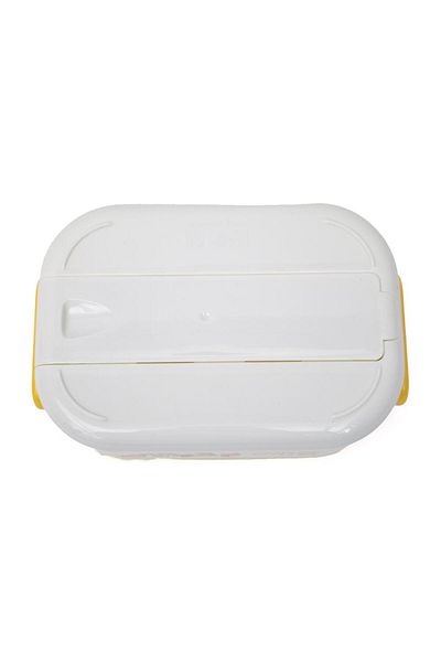 DNS Bento box oval copii, 2 compartimente, inox, pentru gustare, 600 ml, galben XC-628