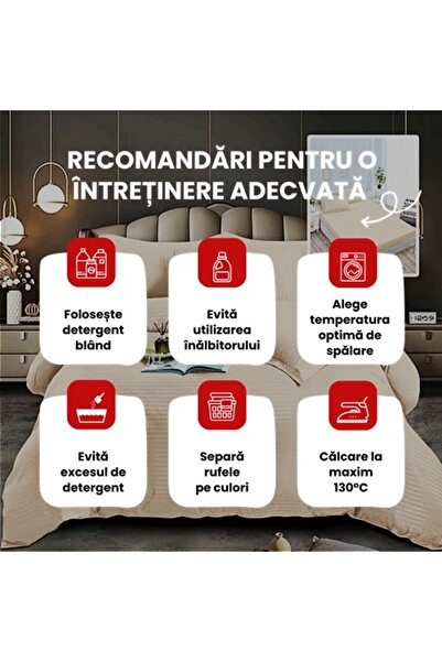 PATONE Damask Polycotton Bed Linen, 6 pieces, fitted sheet, beige