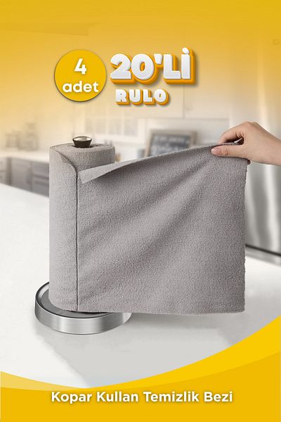 GRİMOR Life 4 Pieces of 20 Rolls 100% Microfiber Multi-Purpose Cleaning Cloth - Economical and Practical Hygiene