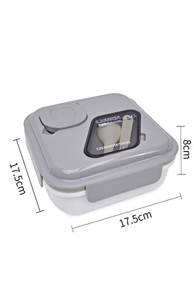 DNS Bento box copii pachet scoala, 3 compartimente, plastic dur, 1300 ml, gri...