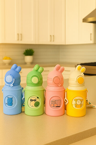 Chefstar KULAKLI HAYVAN FİGÜRLÜ TERMOS SULUK – 500 ML, RENKLİ TASARIM, ASKILI...