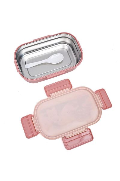 DNS Stainless steel children's lunch box, 1 compartment, bento box, 800 ml, pink HXD6722