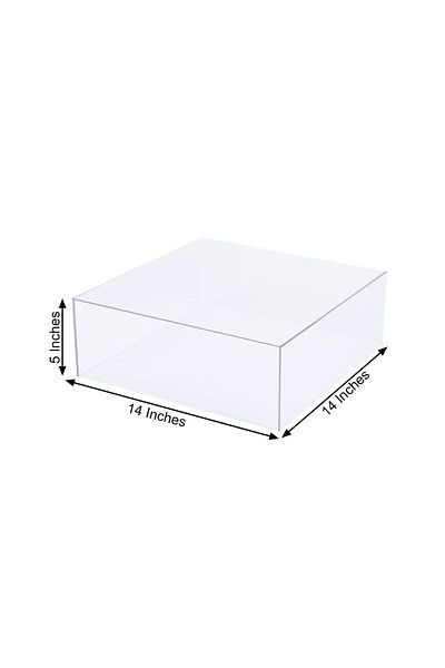 Lamsit Ibdaa Acrylic Cake Box Stand, 14x14x5 in, Clear, Mirror Finish