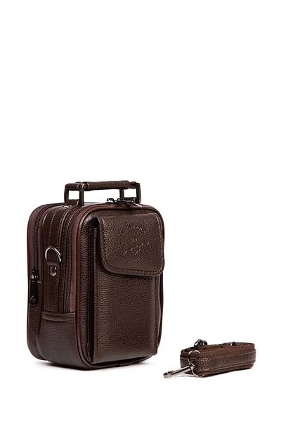 tuldar Men's Mechanized Wallet and Leather Steel Case Clamshell Shoulder and Hand Bag (17X22Cm) - Brown