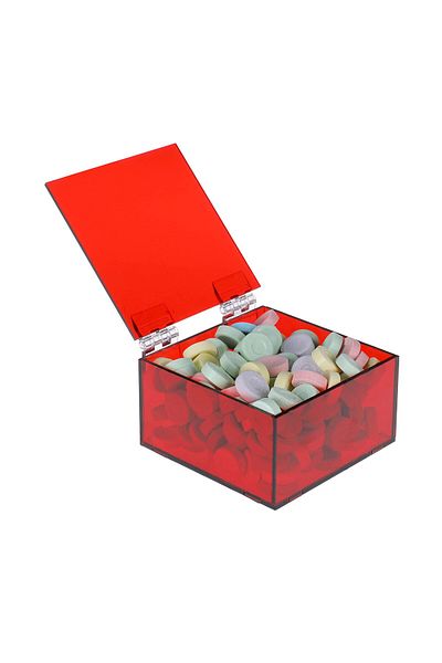 Lamsit Ibdaa Acrylic Box - Fluorescent Box with Hinges - Jewelry & Collectibles (10x10x5 cm,Red)