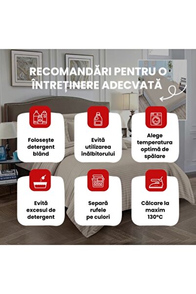 PATONE Damask Polycotton Bed Linen, 6 pieces, fitted sheet, cappuccino