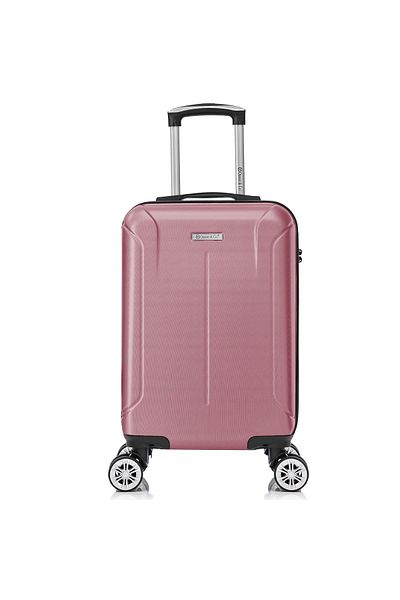 Quasar & Co. Troler cabina 55x37x20cm, bagaj de mana, troller cifru, geamantan cu 4 roti, valiza ABS, Smart, roz