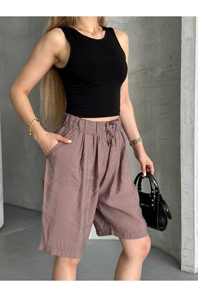 Ecenin Favorileri 100% Cotton Elastic Waist City Size Women's Shorts