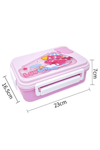DNS Kids lunch box bento lunch box, flip lid, 3 compartments, 700 ml, pink YSY5006-1
