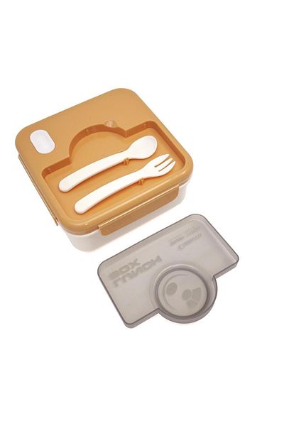 DNS Square plastic children's casserole, with spoon and fork, 1100 ml, orange HSD1087