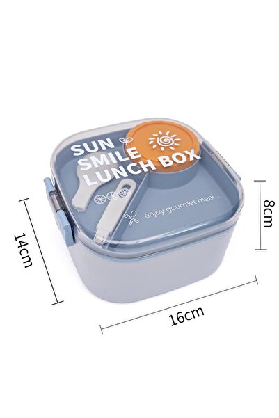DNS Cutie bento patrata cu bol interior pentru sos, 850 ml, albastru WX8819