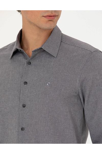 Pierre Cardin Anthracite Slim Fit Long Sleeve Shirt
