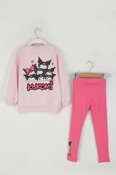 DMB BOYS & GIRLS Girl's Kuromi Printed Suit Sweatshirt and Ribbed Stretchy Leggings Combination