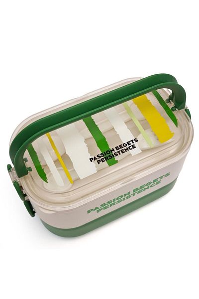 DNS Double compartment lunch box for children, for school, 2020 ml, green ML-6807