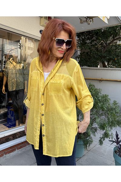 DenizEge Mesh Hooded Shirt/Jacket Yellow