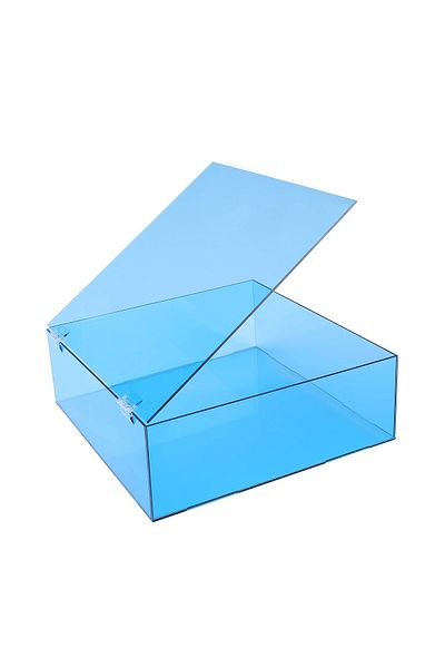 Lamsit Ibdaa Acrylic Display Box with Hinges, 30x30x10 cm, Fluorescent Light Blue