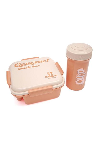 DNS Children's sandwich casserole set and bottle, for school, 1000+480 ml, pink HSD563