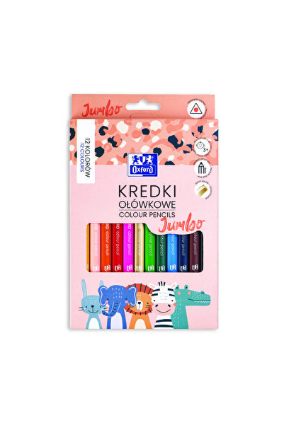 NN Set creioane colorate Oxford Jumbo, varf 5 mm, 12 culori