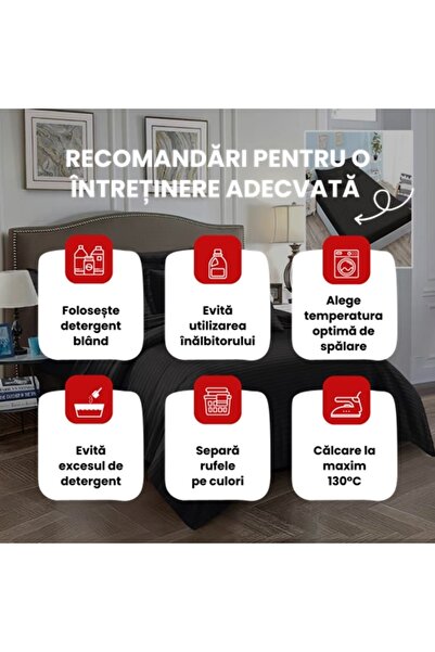 PATONE Damask Polycotton Bed Linen, 6 pieces, fitted sheet, black