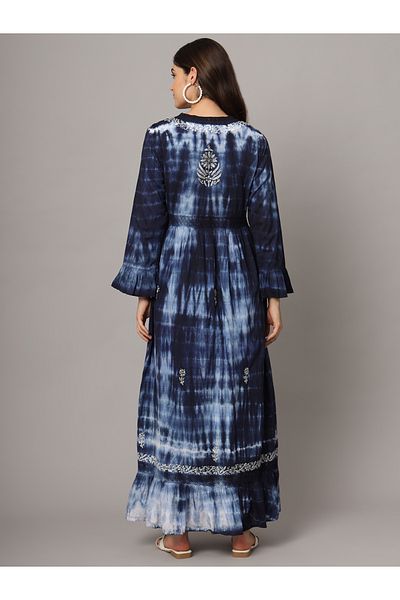 alaya Women Chikankari Hand Embroidered Cotton Jalabiya in Tie-Dye shades-AL2160