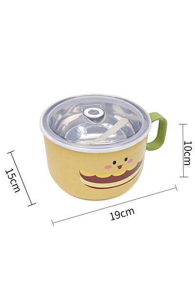 DNS Children's casserole, stainless steel, 1 compartment, round lid, for snack or dessert, beige with green HM5852