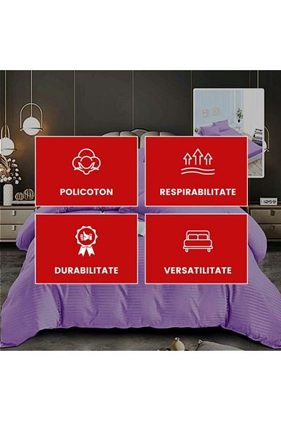 PATONE Damask Polycotton Bed Linen, 6 pieces, fitted sheet, lilac