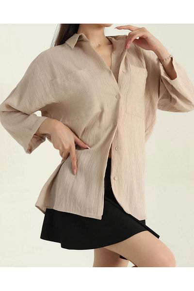 Azda Double Pocket Striped Linen Women's Shirt Md:070