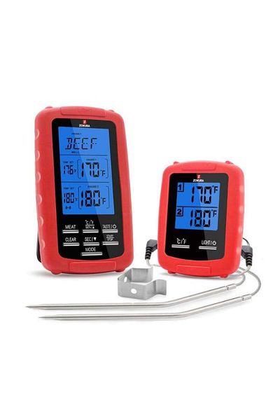 Zokura Termometru wireless pentru carne Z1177, -20°C/300°C, 2 sonde, frecvență radio programabilă pentru 2