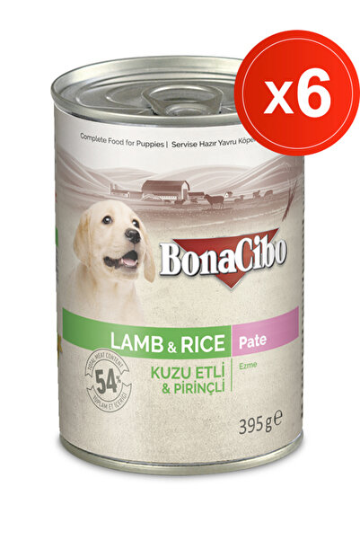 BonaCibo Ezme Kuzu Etli Yaş Yavru Köpek Maması, 395 Gr x 6 Adet, Tüm Irklar İ...