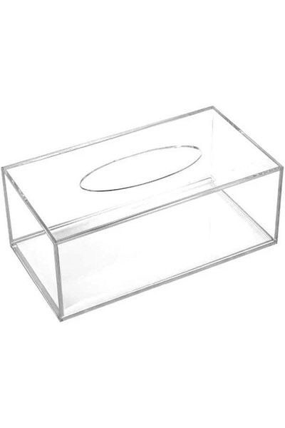 Lamsit Ibdaa Acrylic Tissue Box, Rectangle 25x13x9 cm, Clear, Mirror Finish