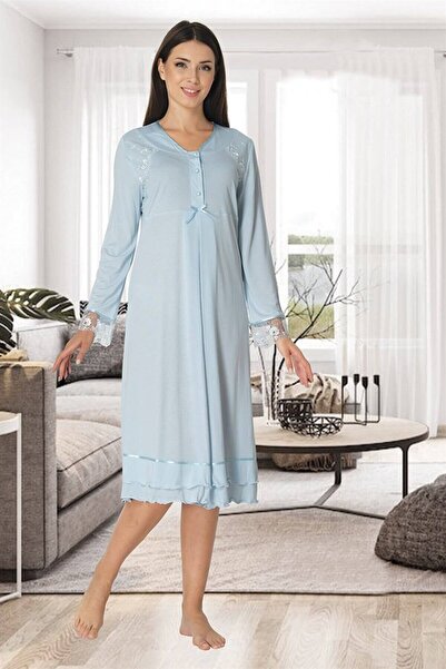 ByLohusa Cămașă de noapte de maternitate din dantelă albastră Effortt