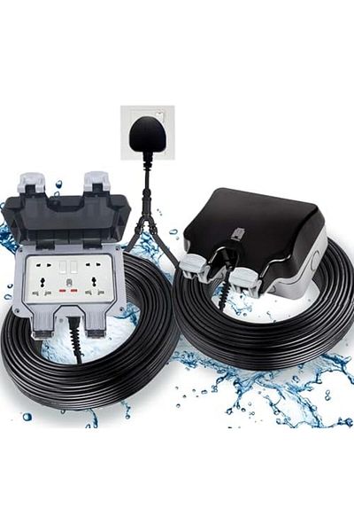 HASSAN Weatherproof Dual Universal Extension Socket 13A Waterproof with Heavy Duty Long Cord – Ide