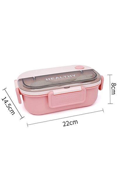 DNS Stainless steel children's lunch box, 2 compartments for school supplies, 700 ml, pink HXD6666
