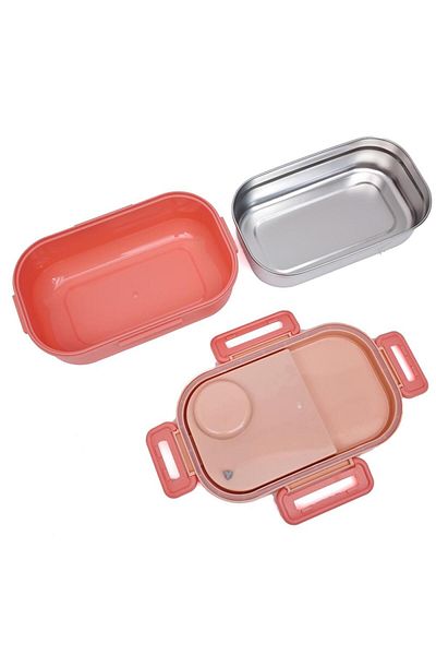 DNS Bento box for school lunch, stainless steel, 1 compartment, 800 ml, pink HXD6782