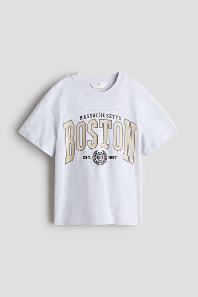 H&M Baskılı Oversize Tişört