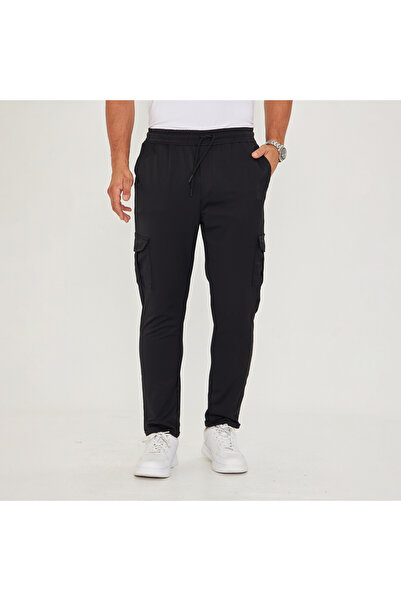 ZİNOX Чоловічі штани з еластичним поясом, подвійними штанинами та сатиновим лікрам