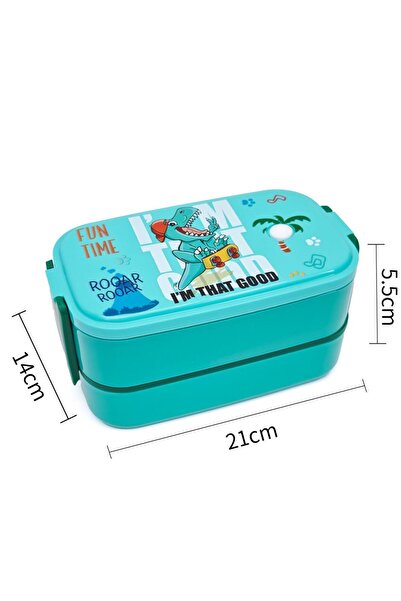 DNS Caserola dubla copii, 2 straturi, plastic, inchidere etansa 1400 ml verde...