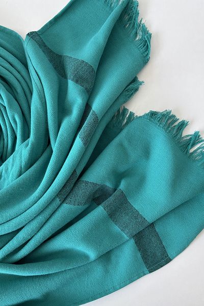 Sevim 100% Cotton Thick Striped Peshtemal-Beach Towel & Sunbed Cover-90X200 Cm-Green