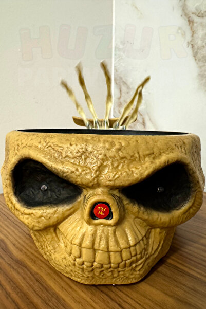 Huzur Party Store Hareketli Sesli Işıklı Kafatası Şeker Kovası Gizli İskelet Eli 25x12 Cm Halloween Cadılar Bayramı