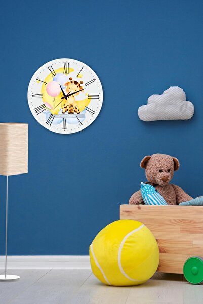 byMelekoğlu Children's Room Wall Clock Design Mdf Uv Printing 40Mçocuk-01-A2
