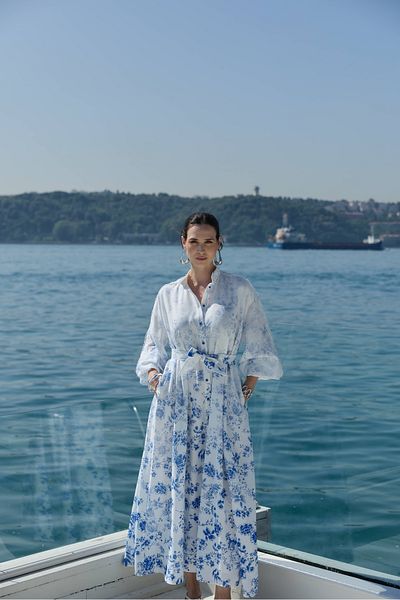 NUR KALAY COLLECTION Degraded Patterned Dress