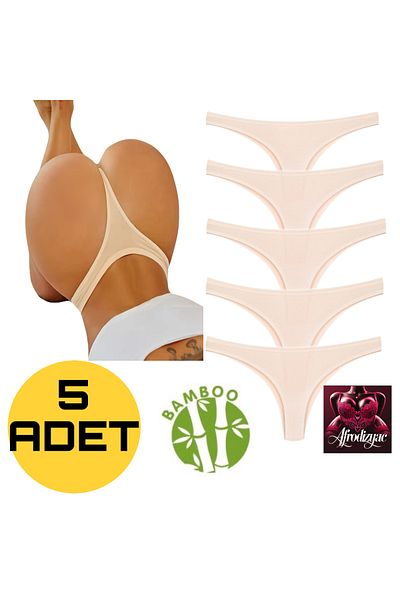 Afrodizyac 5-Piece Bamboo Daily Beige Thong (Extra Flexible and Extra Soft)