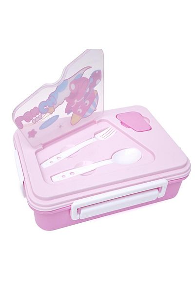 DNS Caserola mare compartimentata pentru pranz copii, capac flip, 1100 ml, roz YSY3026-1