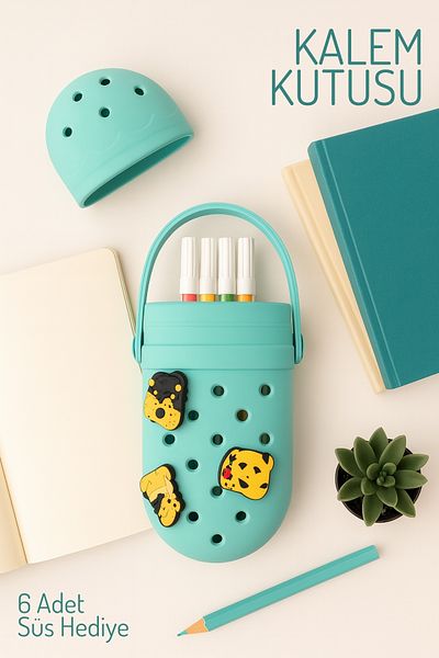Nandy Home 6 bucăți cutie de creion modelată din silicon cu cadou ornament, suport pentru stilou