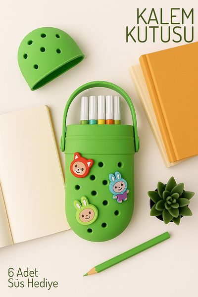 Nandy Home 6 bucăți cutie de creion modelată din silicon cu cadou ornament, suport pentru stilou