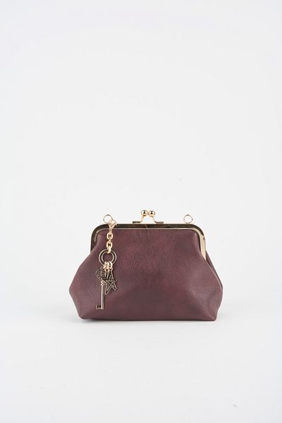 Vivaq Women's Burgundy Key Charm Gift Scholarship Closure Lined Handbag and Shoulder Bag